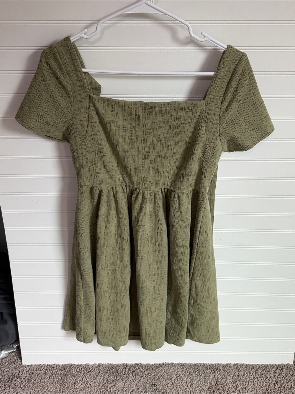 Altar'd State Olive Green Square-Neck Mini Dress
